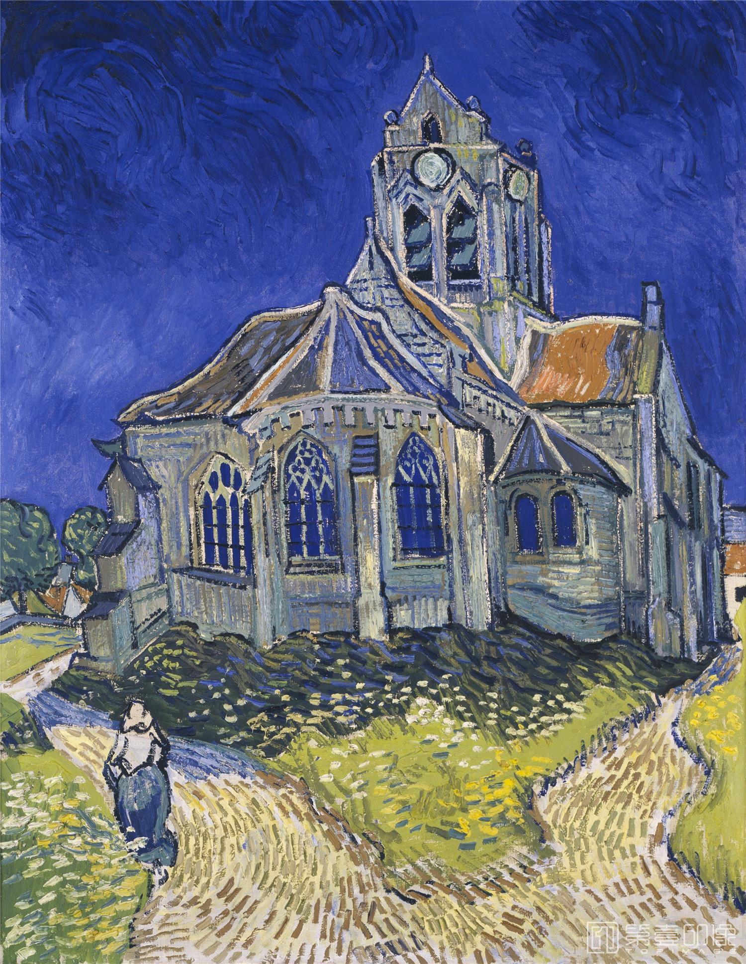 油画-巴黎奥赛博物馆-Vincent van Gogh-The Church in Auvers-sur-Oise, View from the Chevet-201